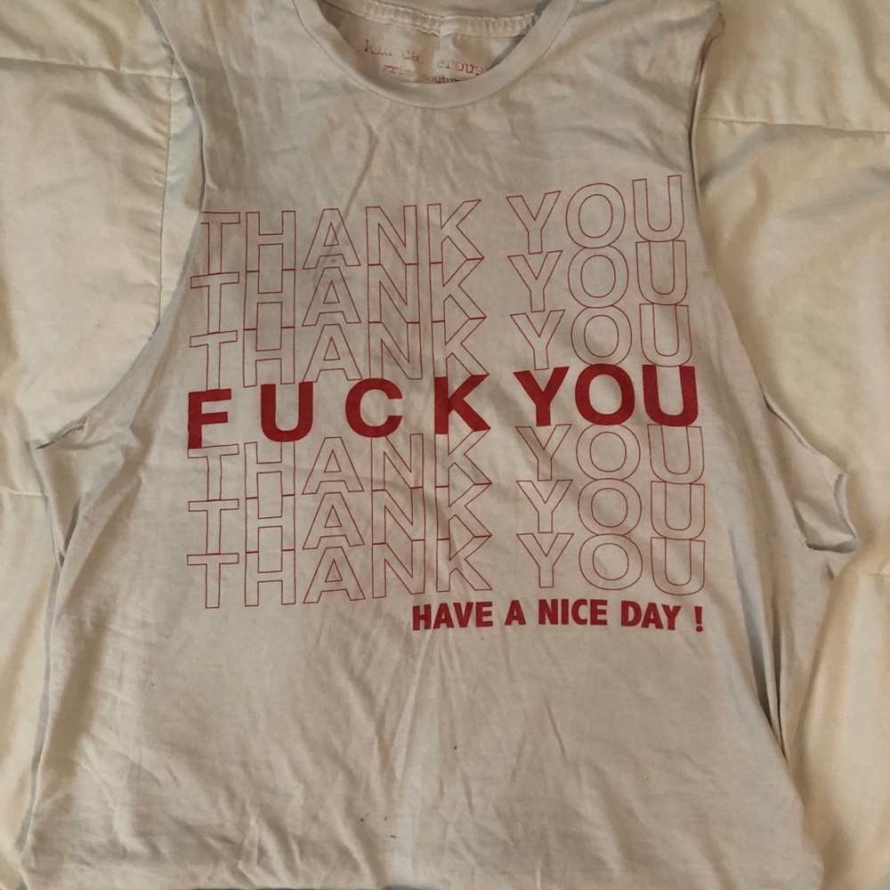 Urban Outfitters White Tank Top with Red Graphic Text